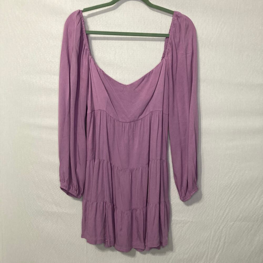 Shinestar Lavender Rayon Baby-Doll Dress Size XL Boho Cottagecore Mini
